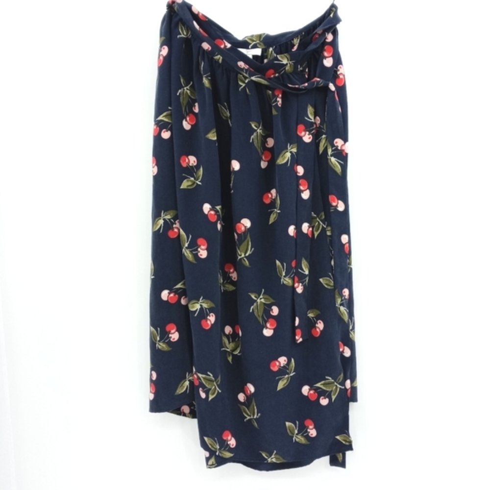 Joie Skirt Almudena‎ Cherry Print Navy Silk Wrap